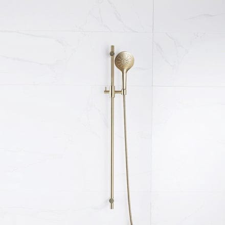 FugaFlow Eccelente Acces glijstangset met ronde handdouche, metalen doucheslang Geborsteld Messing PVD (Goud)