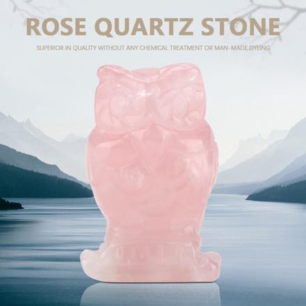 Rose Quartz Carved Owl shaped Decor Pink Crystal Healing Stone Gemstone Decoration 2