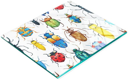 Multifunctioneel decoratief glazen bord met kleurrijke kevers, 60x52 cm