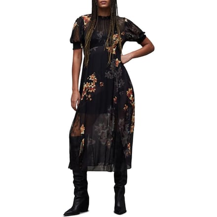 AllSaints Laverna Stargazer Dr Black Taglia: 38 | Abiti Midi Outlet | Donna | Nero