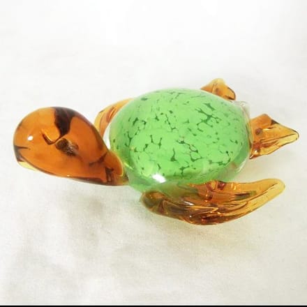 AL - Schildpad - Glas - Groen/Oker - 10x10x5 cm
