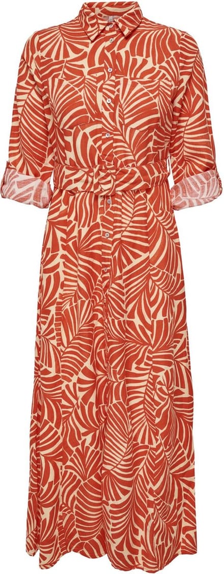 ONLY ONLCALLIE LINEN L/S MIDI DRESS PTM Dames Jurk - Maat S