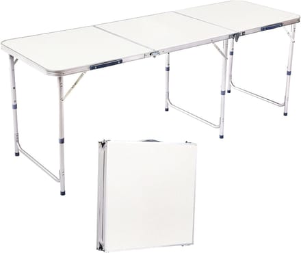 Opklapbare Tafel - Klaptafel Campingtafel - Buitenfeesten Buffet - In Hoogte Verstelbaar - 180 cm - Wit
