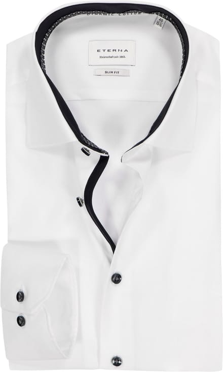 ETERNA slim fit overhemd - twill - wit - Strijkvrij - Boordmaat: 44 (EU maat: XL)