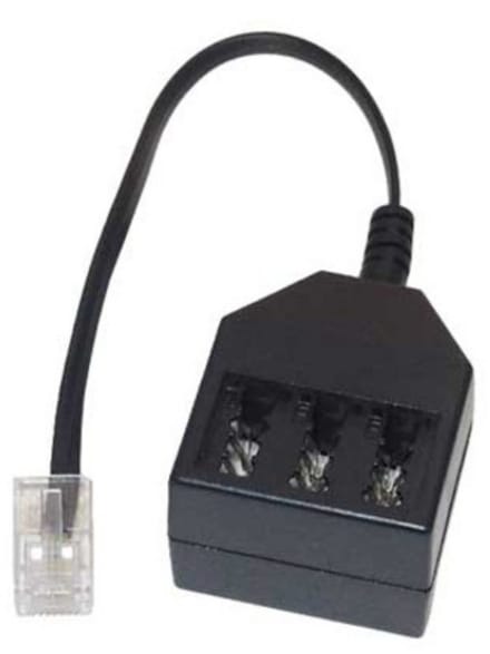 RJ45 - 2x TAE-F + 1x TAE-N adapter | 4-aderig (8P4C) | 0,20 meter
