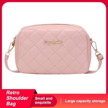 Enkele schoudertas met ruitvormige crossbodytas roze