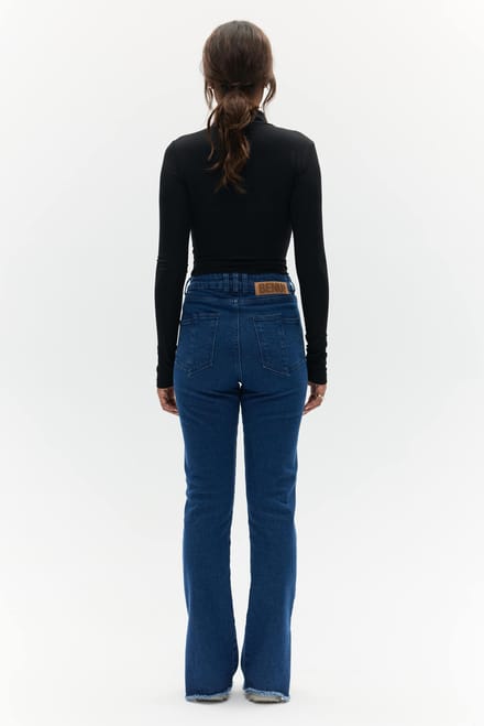 BENU Dames Donkerblauwe Wide Leg Jeans