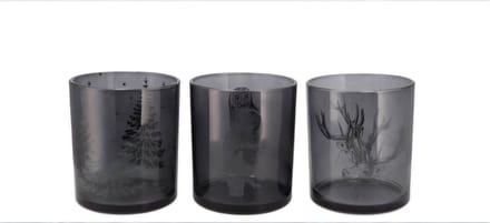 JOLLY TRANSPARENT GREY T-LIGHT 7X8CM - set van 3