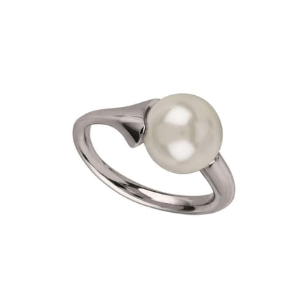 Speciale stalen ring met zoetwaterparel