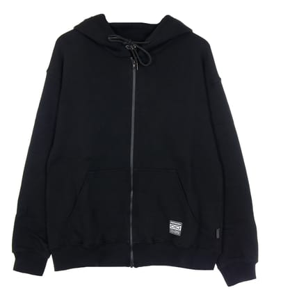 Lichtgewicht herensweatshirt met capuchon en rits, geribde hoodie met gradientrits, zwart