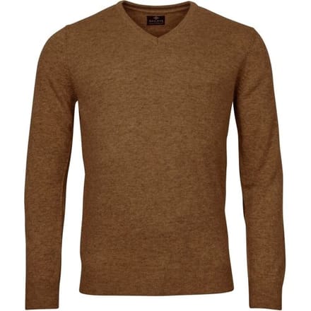 Baileys Trui V-Neck Lambswool Uni Color Single Knit Bruin / male