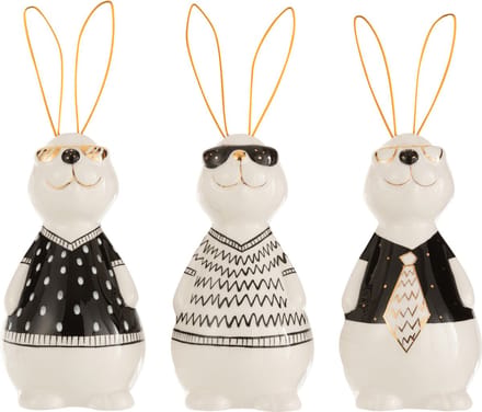 J-Line figuur Konijn Max - keramiek - small - 3 stuks