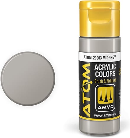 AMMO by Mig Jimenez Hobbyverf Acrylverf - MIG 20003 ATOM - Midgrey - Acryl - 20ml Verf flesje - 20 ml