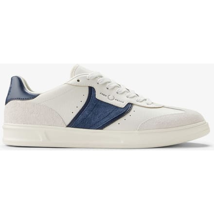 Fred Perry B4 Textured Leder/Suède Heren Porselein/Blaue Sneakers