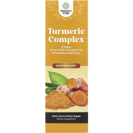 Nature's Craft, Complexe de Curcuma, Sans Alcool, Naturellement Sucré, 60ml