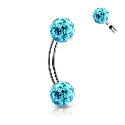 Piercing curved ferido 1.2x8x4 - zilver aqua - LMPiercings