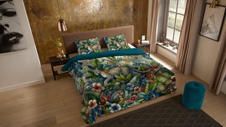 Pure dekbedovertrek luipaard met bladeren - 2 persoons 200x200/220 cm - Multi - Microvezel
