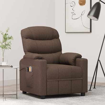 vidaXL - Massagestoel - elektrisch - verstelbaar - stof - bruin