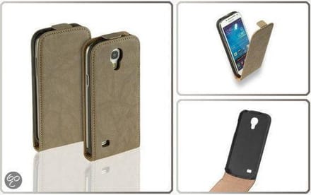 Vintage Flip Case Leder Cover Hoesje Samsung Galaxy S4 Mini i9190 Creme