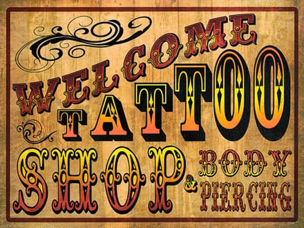 Signs-USA - Tattoo Sign - metaal - Tattoo - Welcome - 30 x 40 cm