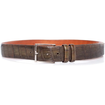 Santoni Alligator leren riem in olijfgroen