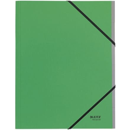 Leitz® Recycle map, A4, 6 vakken met blanco tabbladen, inhoudsopgave, elastieksluiting, 100% recyclebaar, karton, groen