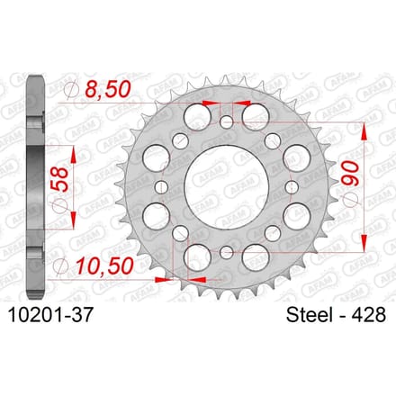 Stalen tandwiel Afam 428 37 dents