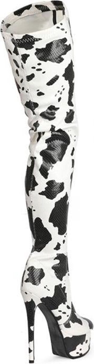 Kinky cow print laarzen grote maat (45)