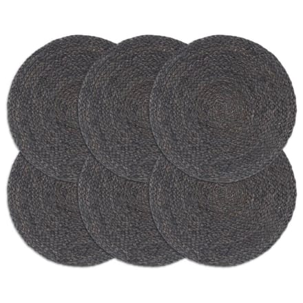vidaXL Placemats 6 st rond 38 cm jute donkergrijs