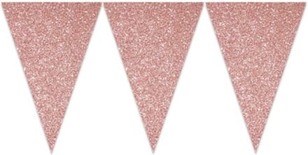 Vlaggenlijn glitter rosegoud - kartonnen vlaggentjes