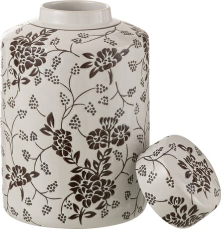 J-Line urne decoratief Zen - porselein - wit/zwart - large