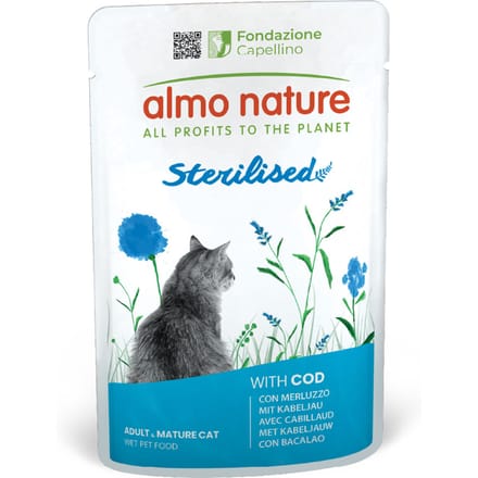 12x70g Sterilised Kabeljauw Almo Nature Holistic Kattenvoer