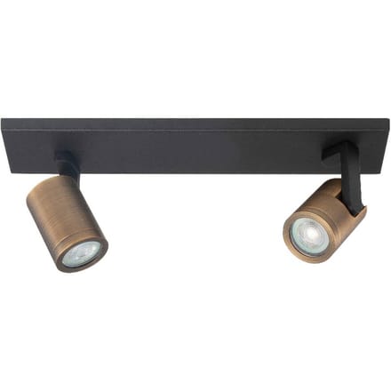 Opbouwspot Aston | Zwart+ Brons | Metaal | Rechthoek | GU10 | 2-voudig | 40cm