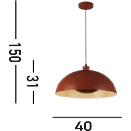 Searchlight Hanglamp Mars, donkeroranje, Ø 40 cm, staal