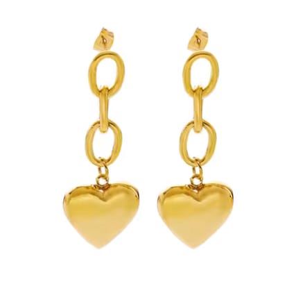 Romantic Hearts Link Earrings Gold 14K
