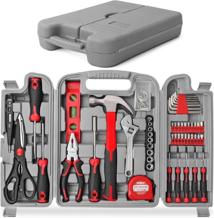 Gereedschap Set - Handgereedschap Koffer - Klus Klussen - 56 Delig - Compact Formaat - Rood