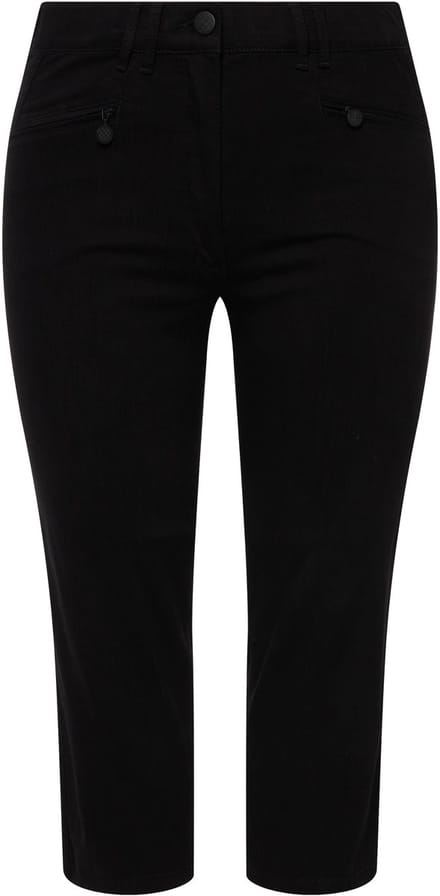 Ulla Popken - Dames - 7/8-Broek Mony kuitlang ritszakken stretch - Zwart - Maat 54