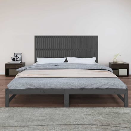 vidaXL - Wandhoofdbord - 204x3x90 - cm - massief - grenenhout - grijs