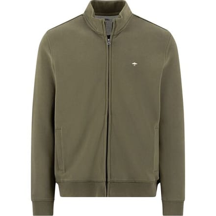 Fynch-Hatton Vest Uni Color Full Zip Cotton Sweat Donker Khaki / male