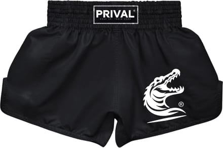 Prival Kickboksbroek – Muay Thai Shorts – Unisex – Zwart – M