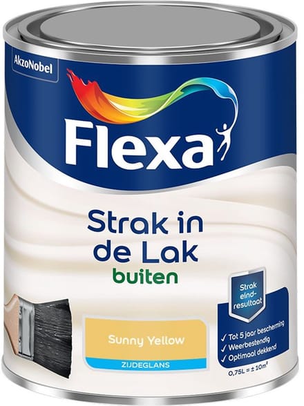 Flexa - Strak In De Lak Buitenlak Zijdeglans - Sunny Yellow - Mengverf - 750 Ml