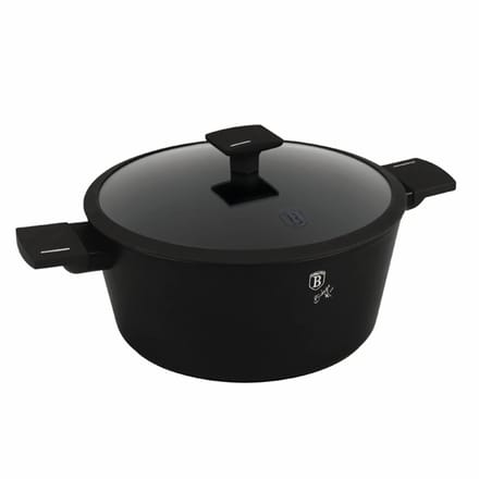 Gietijzeren pan met deksel 28cm 6.1L Mat Zwart
