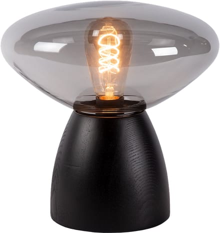 Atmooz - Tafellamp Cannes - Zwart Eikenhout & Gerookt Glas - Ø 29 cm - E27 - Stijlvol Design