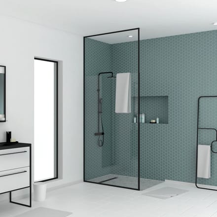 Aurlane - Inloopdouche Expendable 120 X 203-273cm - Zwart Profiel - 6 Mm Helder Glas