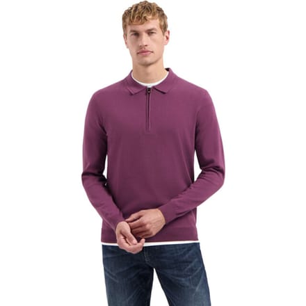 No Excess Pullover Polo Zip Dark Wine Maat: S | Longsleeves Outlet | Heren | Paars