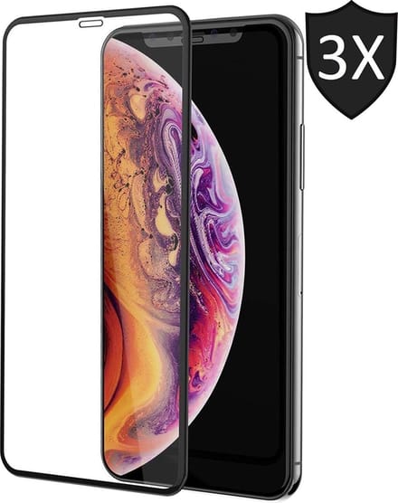 3x Screenprotector geschikt voor Apple iPhone Xs Max | Full Screen Cover Volledig Beeld | Tempered Glass - van iCall