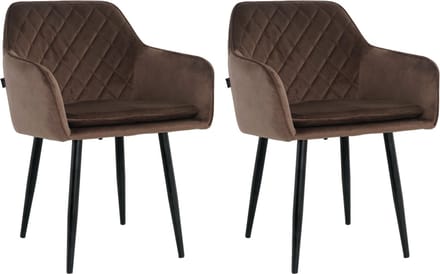 Lina® Noble Eetkamerstoelen - Bruin - Set van 2 - Velvet