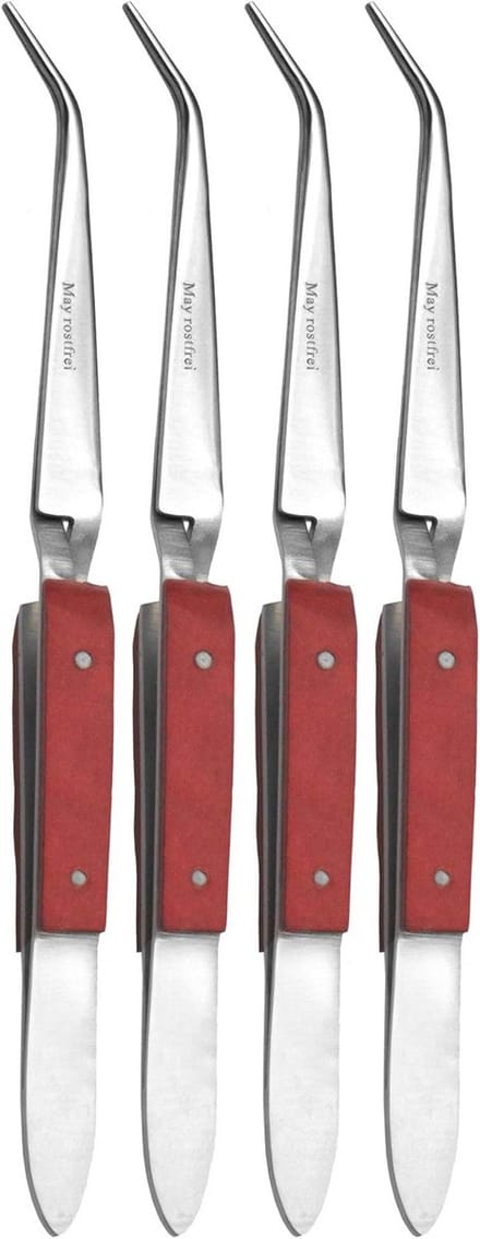 Set van 4 Soldeerpincetten met Schuine Punt - Kruispincet RVS