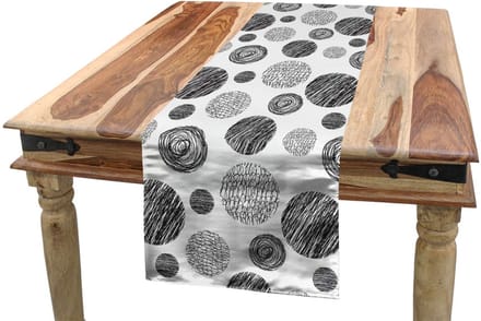 ABAKUHAUS abstracte tafelloper – 40×300 cm – wit/zwart, polyester