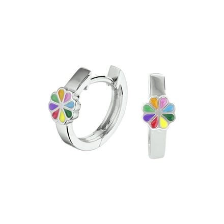 Yep! klapoorringen bloem emaille 12,5 mm - 12.5 mm - Zilver